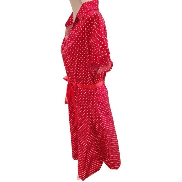 Tropical Wear Red Polka Dot Casual Short Sleeve Dress 3XL Retro Pinup - Picture 3 of 5